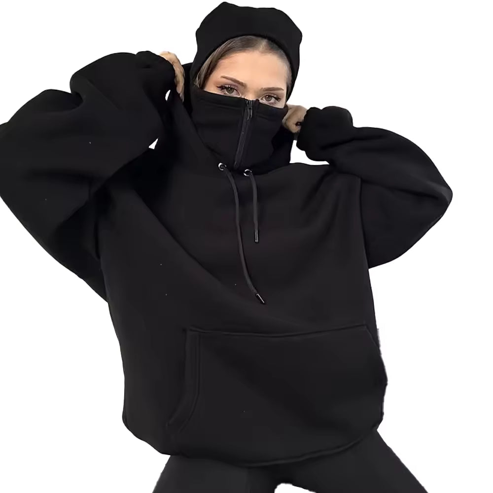 Unisex Balaclava Hoodie | Half Zipper Style